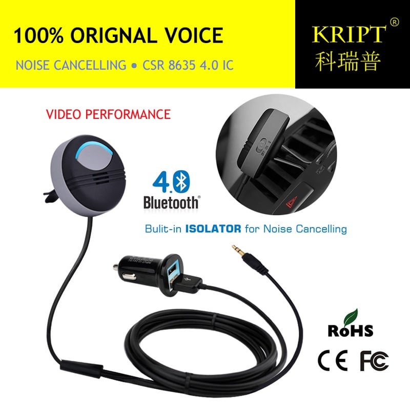 Noise Cancelling AUX Handsfree Bluetooth Car Kit Built in Isolated IC with FCC CE RoHS-in Bluetooth Car Kit from Automobiles & Motorcycles on AliExpress