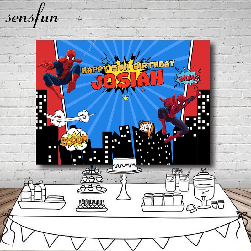7x5FT Super Hero Comics Spiderman Photogrounds Custom Name Children Boys Birthday Party Backgrounds For Photo Studio Vinyl-in Background from Consumer Electronics on Aliexpress.com | Alibaba Group