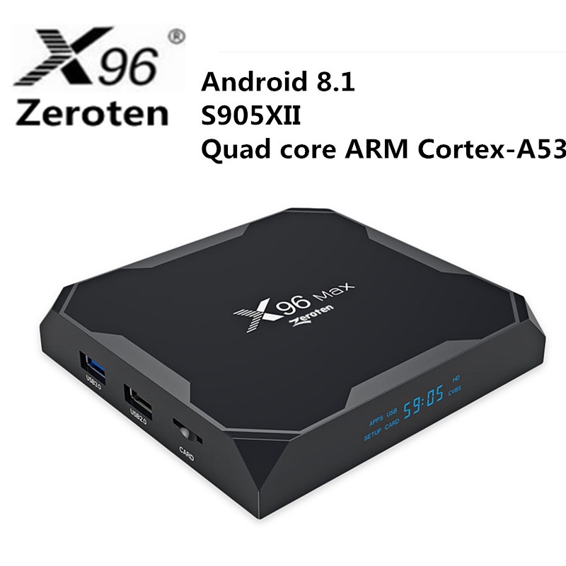 Zeroten X96 MAX TV Box Android 8.1 S905XII 2GB 4GB RAM 16GB/32GB/64GB ROM Set-Top Box 4K H.265 2.4GHz WiFi BT4.0 Media Player