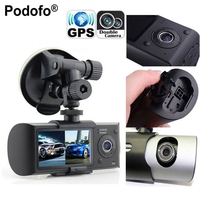 Podofo Dual Camera Car DVR R300 with GPS and 3D G-Sensor 2.7