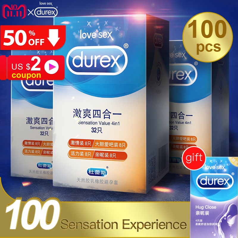 Durex Condoms Ultra Thin Sensation Penis Cock Sleeve Natural Latex with Extra Lubricated Condoms Intimate Goods Sex Toy for Men