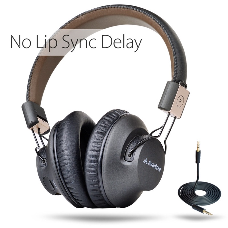 Avantree Wireless Bluetooth Over Ear Headphones with Mic, LOW LATENCY Fast Audio aptX Headset for Gaming TV PC