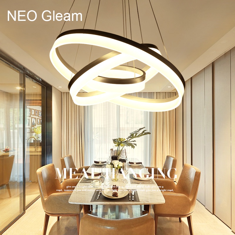 Luxury Modern chandelier LED circle ring chandelier light for living room Acrylic Lustre Chandelier Lighting white sliver 85-265
