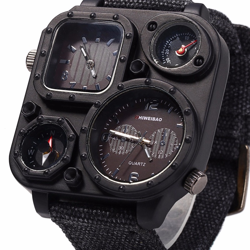 SHIWEIBAO J1169 Watches Men Big Dial Dual Movement Sport Quartz Watch Men Military Compass Canvas Wristwatches Relogio Masculino-in Quartz Watches from Watches on Aliexpress.com | Alibaba Group