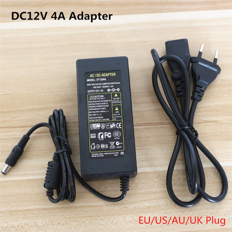 Power adapter AC100-240V to DC12V 4A power supply 48W for led strip light Power Charger Transformer Socket With AU/UK/EU/US Plug