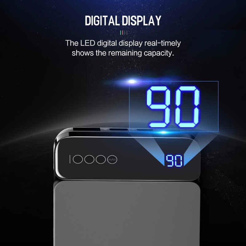 ROCK Power Bank 10000mAh with Digital Display Portable External Battery Type C 5V 3A Powerbank for iphone X Samsung Xiaomi