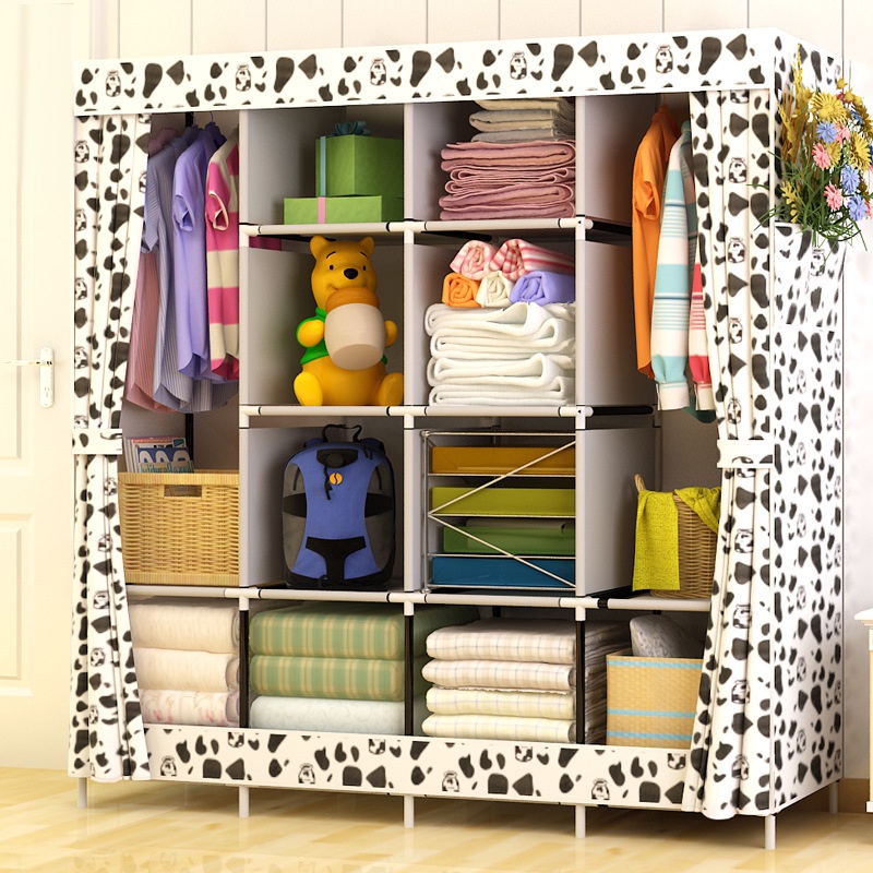 Modern Simple Wardrobe Household Fabric Folding Cloth Ward Storage Assembly King Size Reinforcement Combination Simple Wardrobe