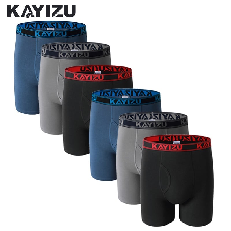 KAYIZU 6Pcs\Lot Cotton Boxers Men Underwear Soft Boxer Shorts Solid Men Underpant Plus Size Comfortable Male Panties Cueca
