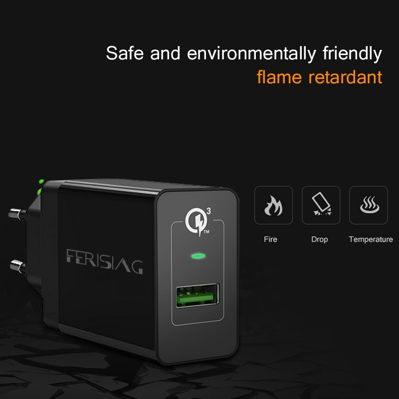 FERISING Phone Charger Qualcomm Quick Charge 3.0 18W Fast USB Charger (Quick Charge 2.0 Compatible) for Samsung Xiaomi 5 Huawei