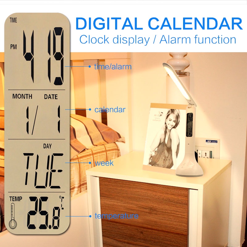 GT-Lite Led Eyes Protection Desk Lamp,Chargeable,Safety Use,Dimmer,Colck,Folding,Intelligence Alerts,Night Lights,Reading Light