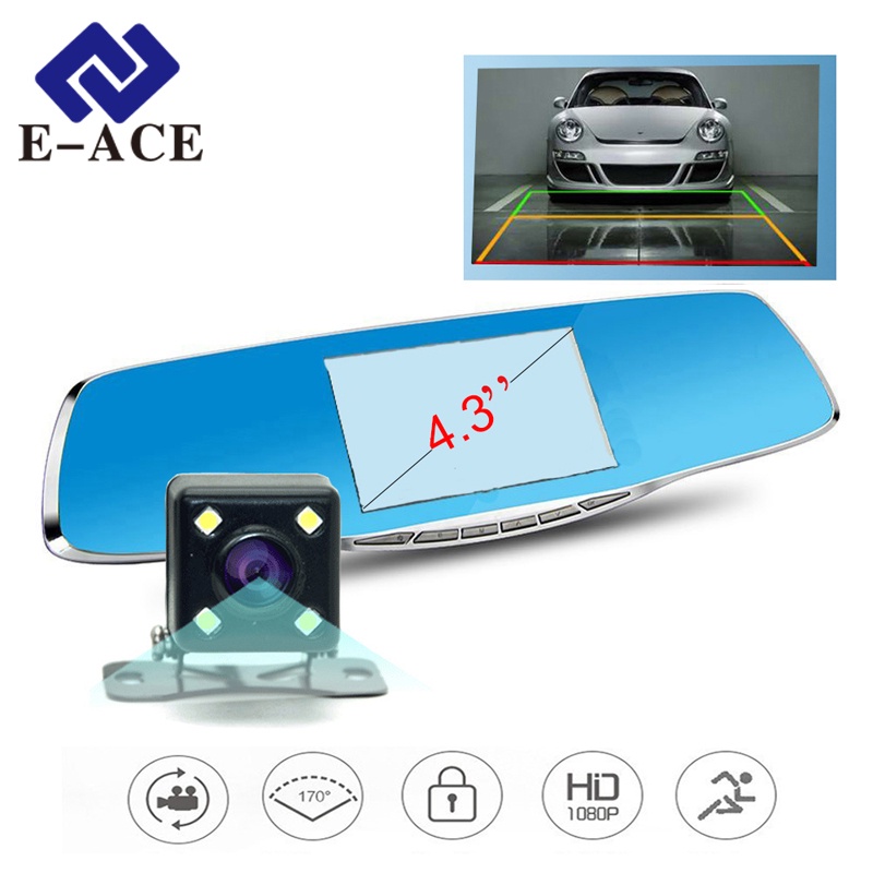 Full HD 1920*1080 Car Dvr Mirror Avtoregistrator Rear-View Mirror With Two Cameras And Video Recorder Digital Camcorder Russian