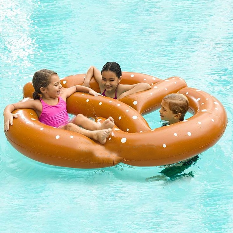 Adult Kids Pretzel Pontoon Board Float Bed Air Mattress Inflatable Circle Ring Pool Buoy Swimming Water Boat Kickboard Beach Mat
