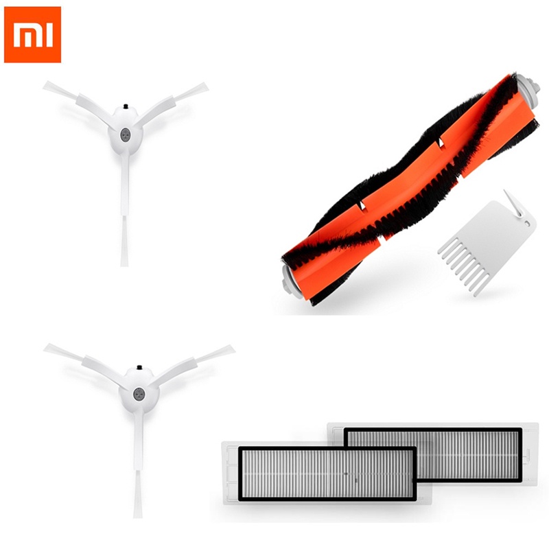 Original Xiaomi Robot Vacuum Cleaner Part Pack Cleaning Side Brush X2PC, HEPA Filter X2PC, Main Brush X1PC, Cleaning Tool X1PC