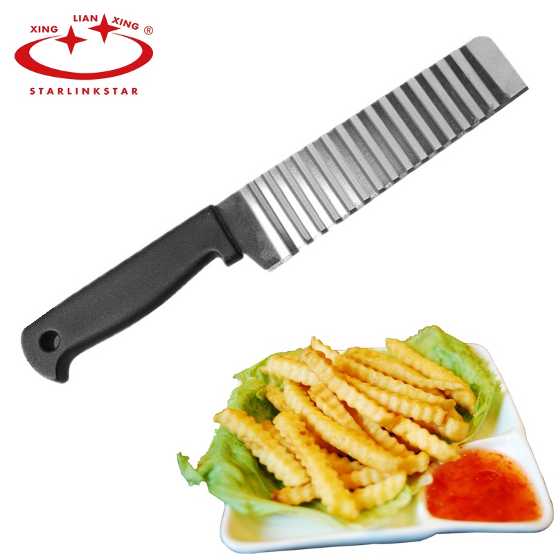 Potato French Fry Cutter Stainless Steel Kitchen Accessories Serrated Blade Easy Slicing Banana Fruits Potato Wave Knife Chopper