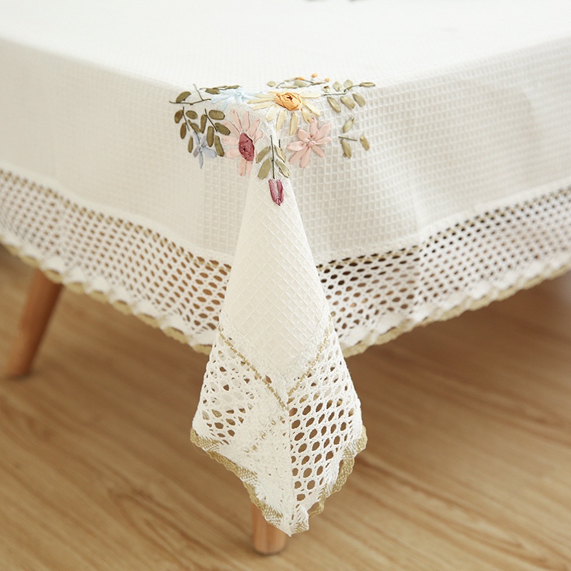 Europe Flowers Tablecloth White Hollow Lace Cotton Linen Dustproof Table cloth Wedding Banquet TV Cabinet Cover Cloth-in Tablecloths from Home & Garden on Aliexpress.com | Alibaba Group