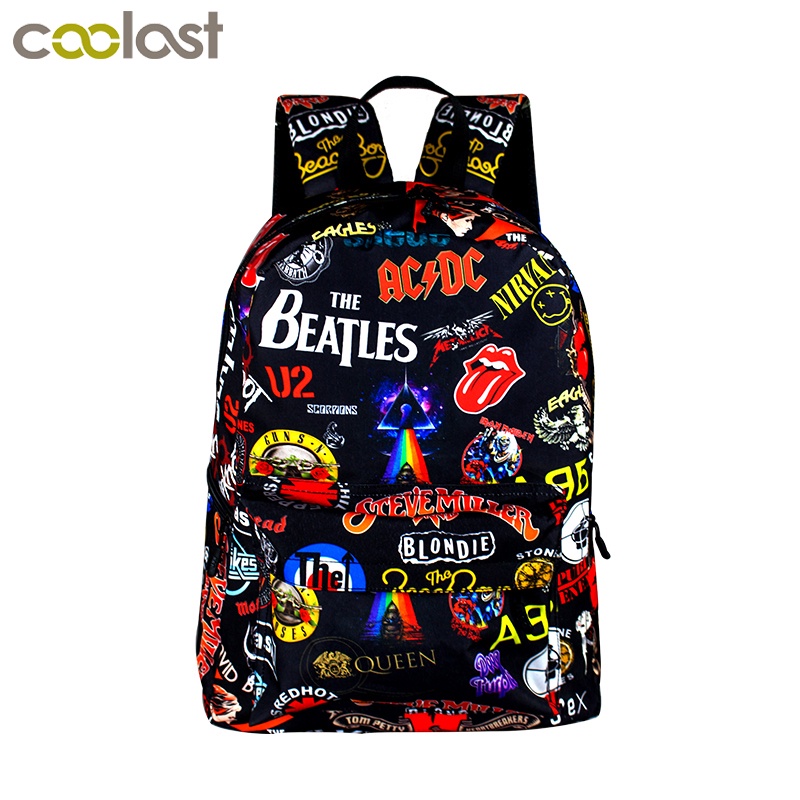 Rock Band The Beatles / ACDC / Iron Maiden / Metallica Backpack Boys Girls Rucksack School Bags for Teenager Women Men Backpack