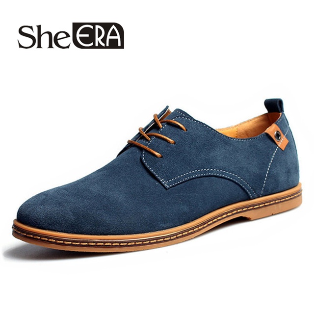 Plus Size 2015 New Fashion Suede Genuine Leather Flat Men Casual Oxford Shoes Low Men Leather Shoes #K01