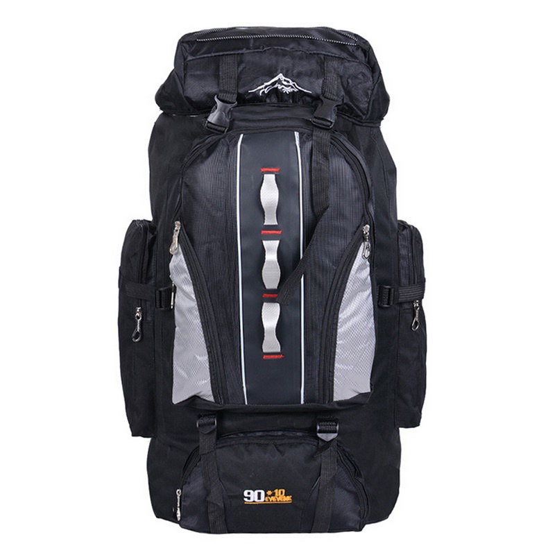 Laamei Large Capacity Travel Backpack Dorsal Breathable 100L Wear-resisting Waterproof Black Nylon Backpacks Travel Casual Bags