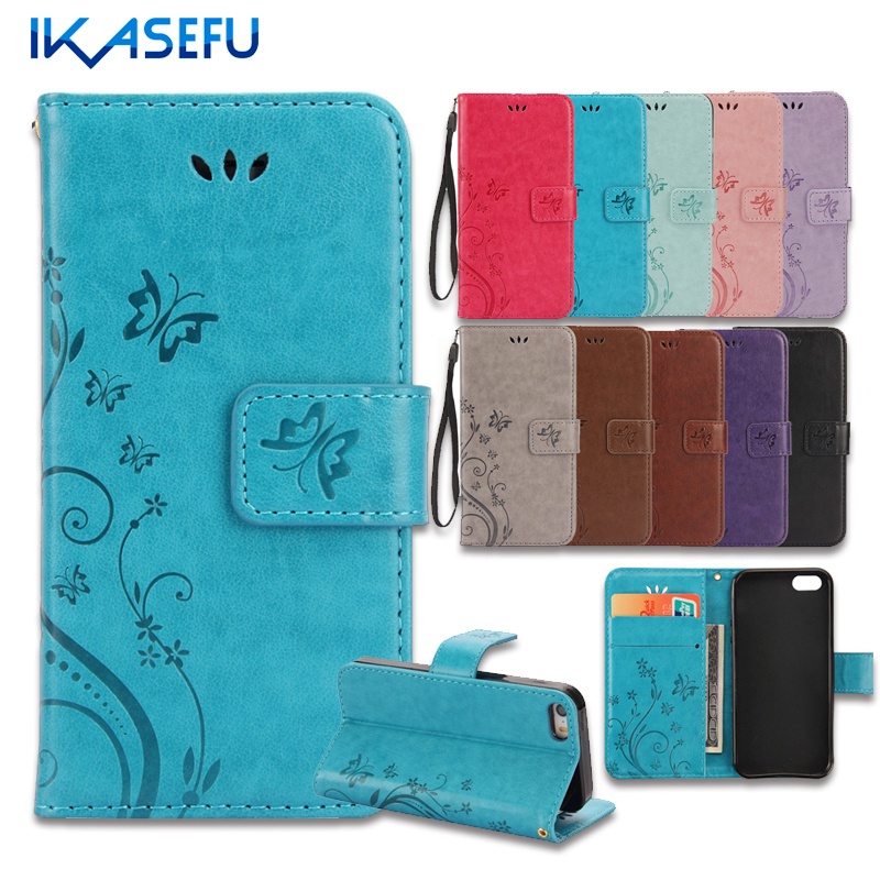 IKASEFU For iPhone 7 Case Stand Wallet Leather Case for iPhone 7 4.7 7Plus 6S 6 Plus SE 5S 5 4S 4 iPod Touch 5 6 Flip Cover Capa
