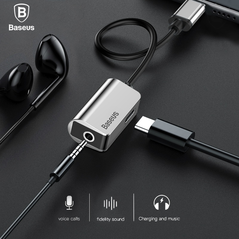 Baseus USB C Adapter Type C to 3.5mm Jack Earphone Cable For Xiaomi Mi 6 Huawei Mate 10 Pro Type-C Fast Charge OTG Extension