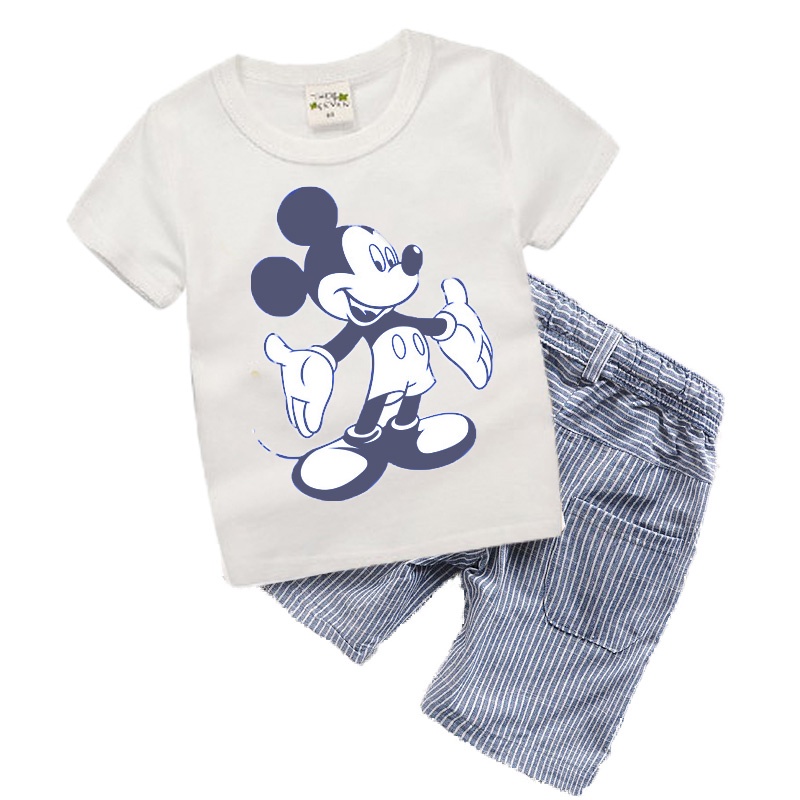 Boutique Kids clothes Summer Baby Boy Clothes Mickey toddler Boys clothing Sets 2017 New Children Cotton Suit T shirt T6372