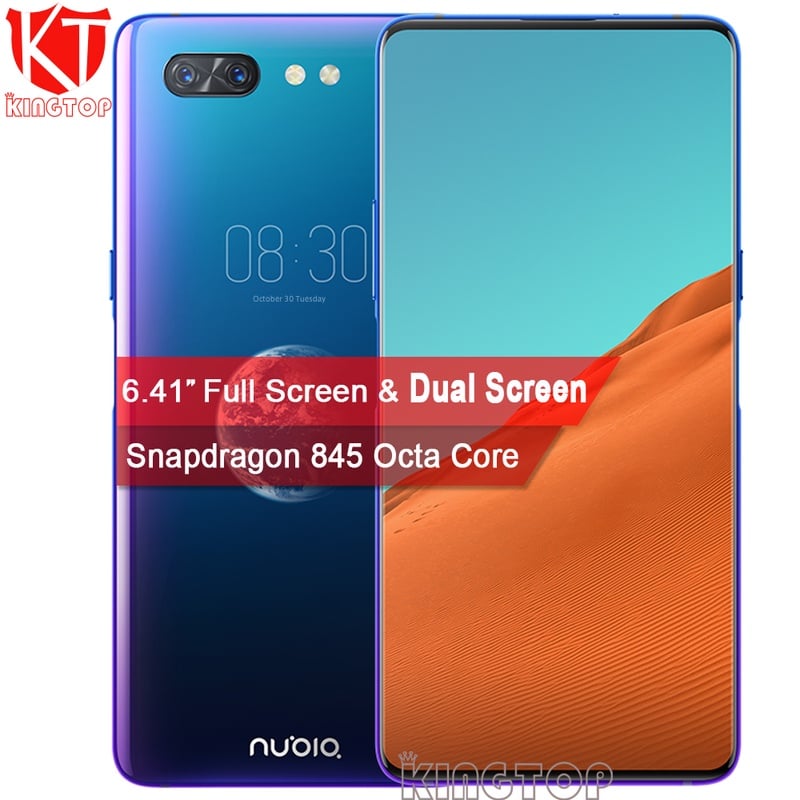 Original ZTE Nubia X Mobile Phone 6+64GB Snapdragon 845 Octa Core Dual Screen 16+24MP Camera Dual fingerprint Unlock Smart Phone