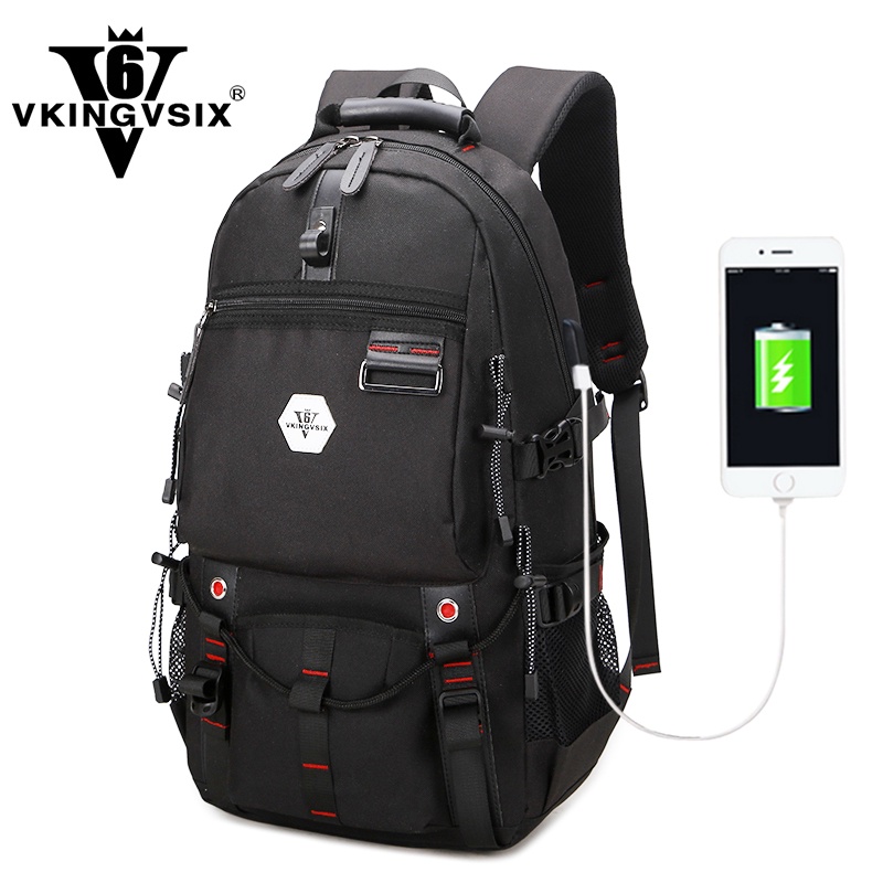 VKINGVSIX USB Waterproof backpack Women Men 15.6 inch laptop backpacks Travel teen school bags boys back pack mochila bagback
