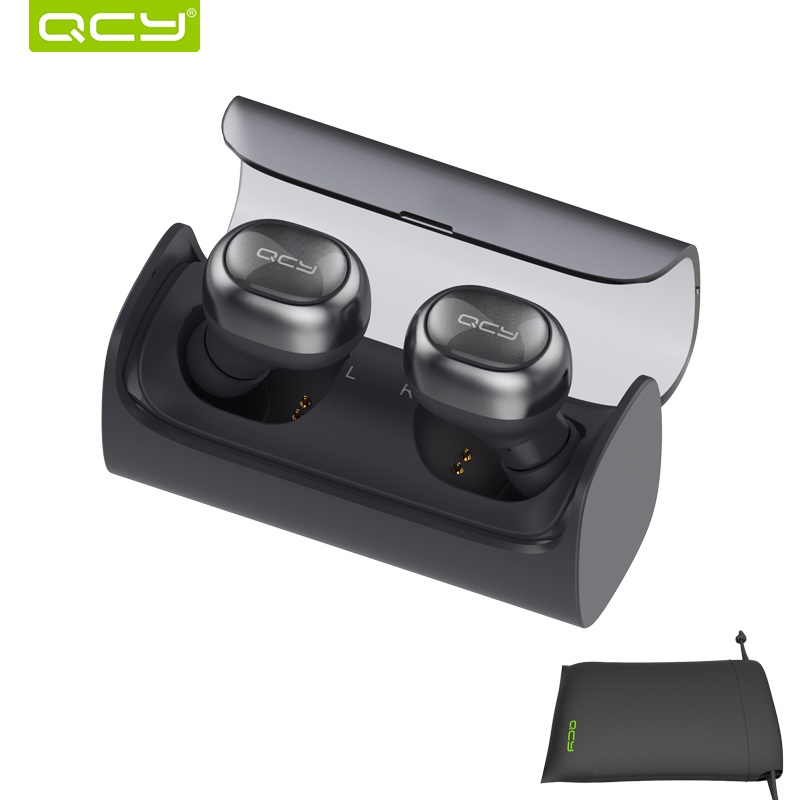 QCY wireless bluetooth earbuds business 3D stereo earphones charge automatically and pouch