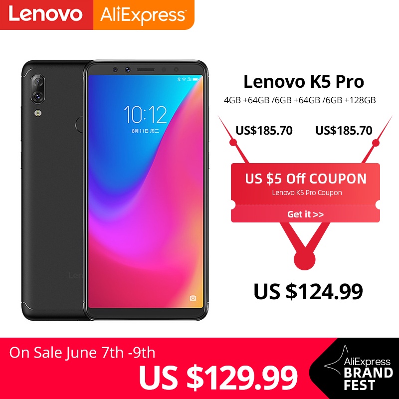 Global Version Lenovo K5 Pro Snapdragon636 Octa Core Smartphone Four Cameras 5.99 inch 18:9  4G LTE Phones 4050mAh
