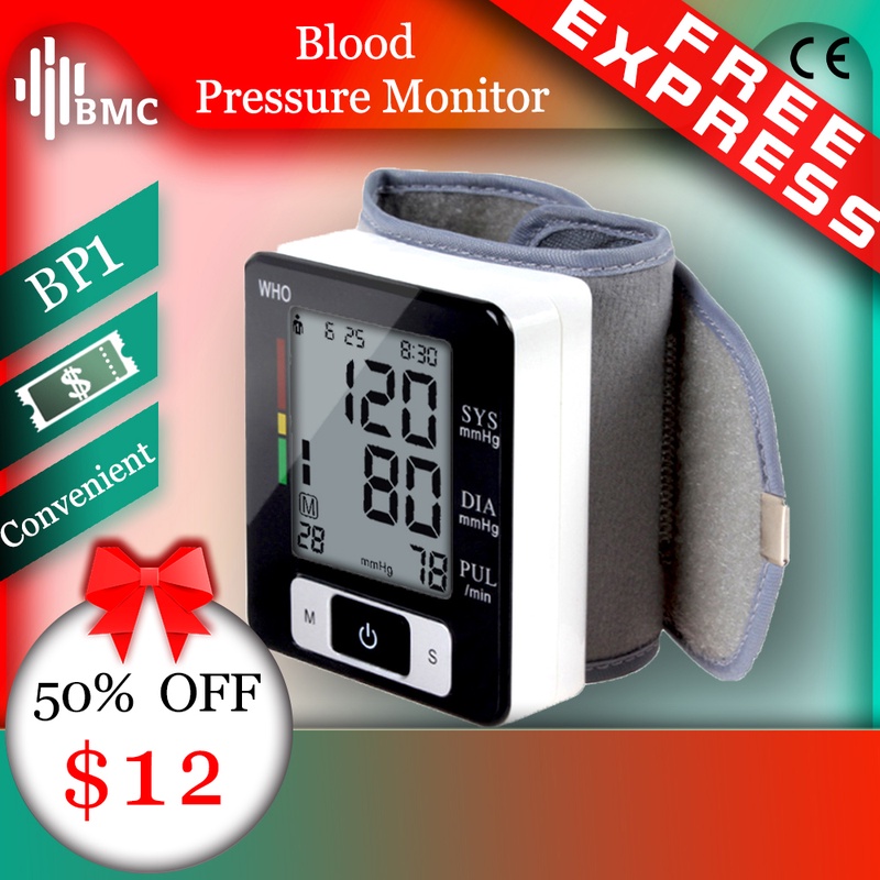 BMC Wrist Digital Blood Pressure Monitor Automatic Sphygmomanometer Smart Medical Machine Measure Pulse Rate Fitness Measurement