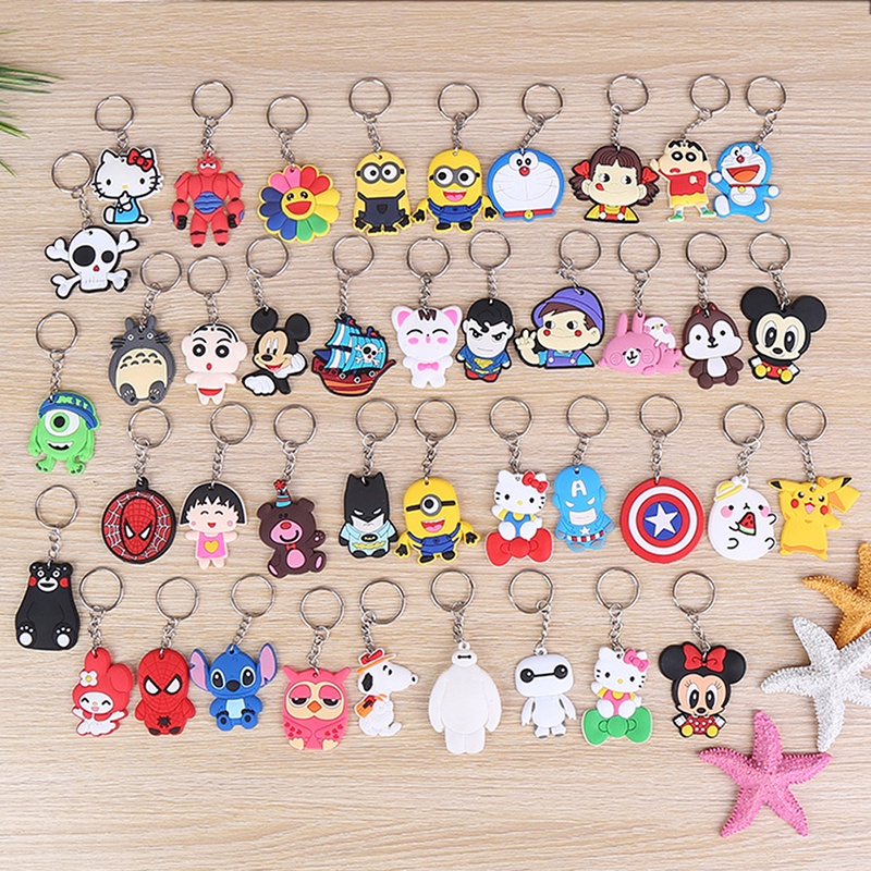 Cute Cartoon Keychain Key Ring Gift For Women Girls Bag Pendant PVC  Figure Charms Key Chains Jewelry porte clef