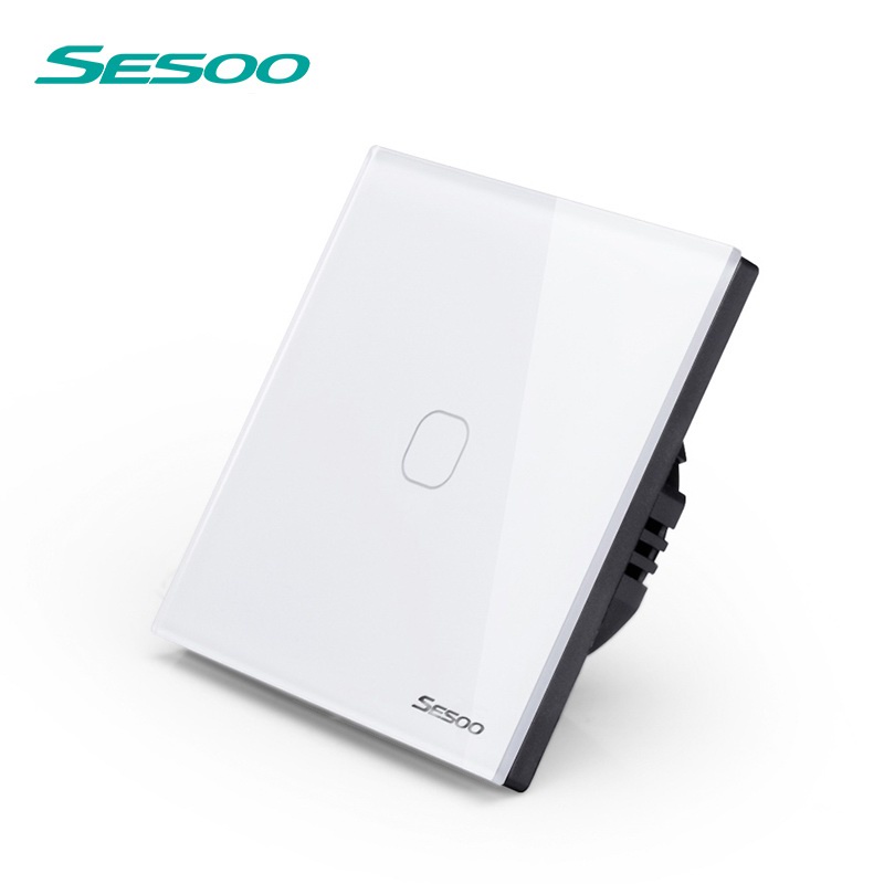 SESOO EU Standard Touch Switch 1 Gang 1 Way,Wall Light Touch Screen Switch,Crystal Glass Switch Panel