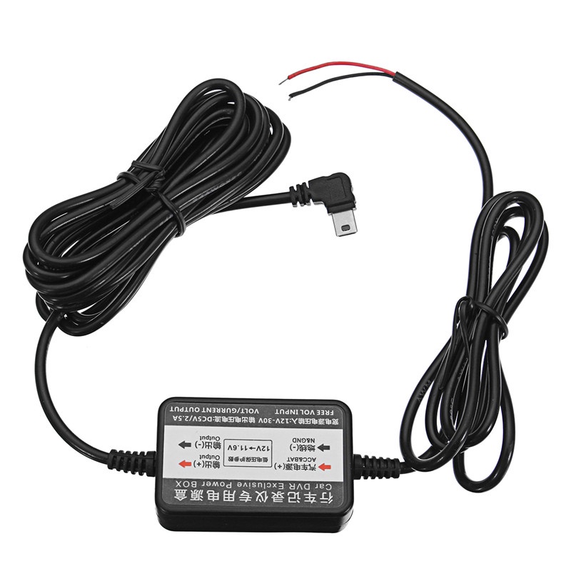 KROAK DC12/24V to 5V 2.5A Inverter Converter Micro Mini USB/DC 3.5mm Hardwire for Dash Cam Hard Wire Kit for Car GPS DVR Camera