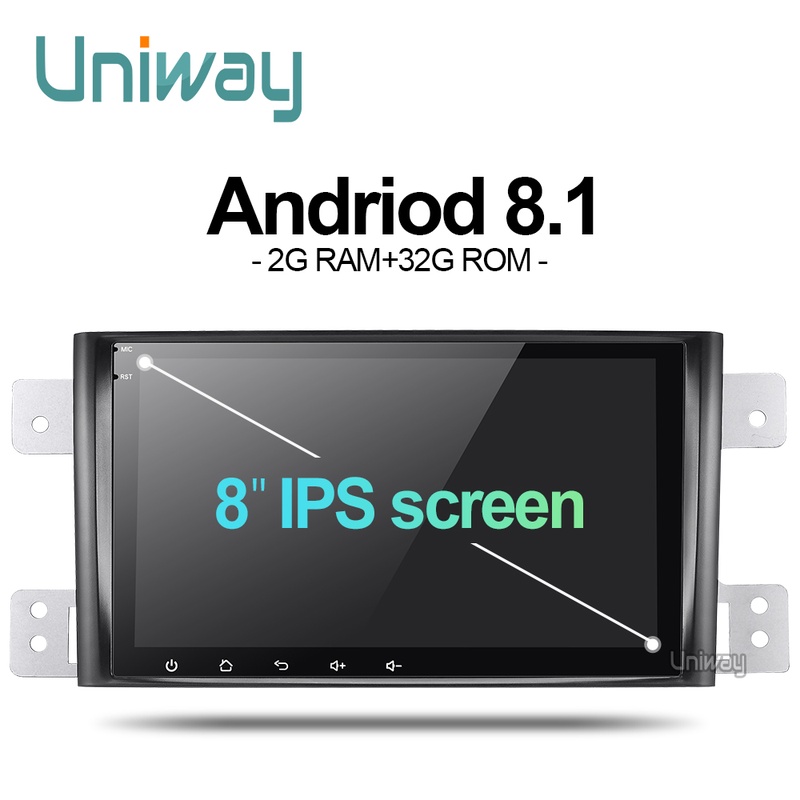 uniway AWTL8071 2G+32G android 8.1 car dvd for suzuki grand 2006-2011 vitara multimedia car radio stereo gps with steering wheel