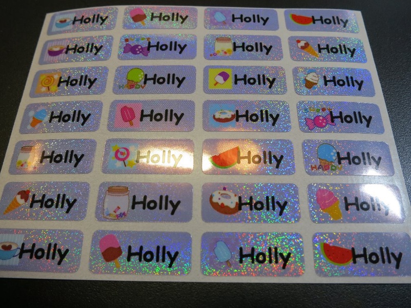 FREE SHIPPING 100 pcs Sparkle Ice Cream Personalized Name Stickers Labels Tag Water Proof Decals Business Labels FREE SHIPPING
