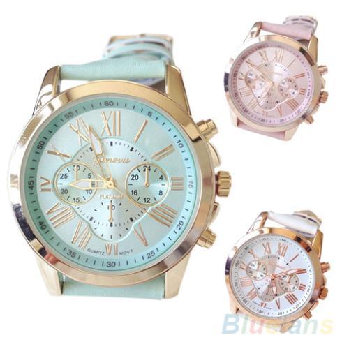 Women's Fashion Geneva Roman Numerals Faux Leather Analog Quartz Wrist Watches 1Q7A 37QN