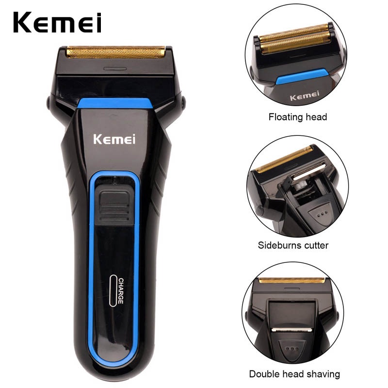 Kemei Electric Cordless Rechargeable Reciprocating Double Blades Shaver razor trimmer grommer for Men shaving machine3740