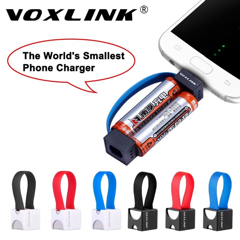 VOXLINK Mini Portable Micro USB Charger Cable Smallest Emergency 2 AA Battery Power Charger for Samsung HTC Huawei Android Phone