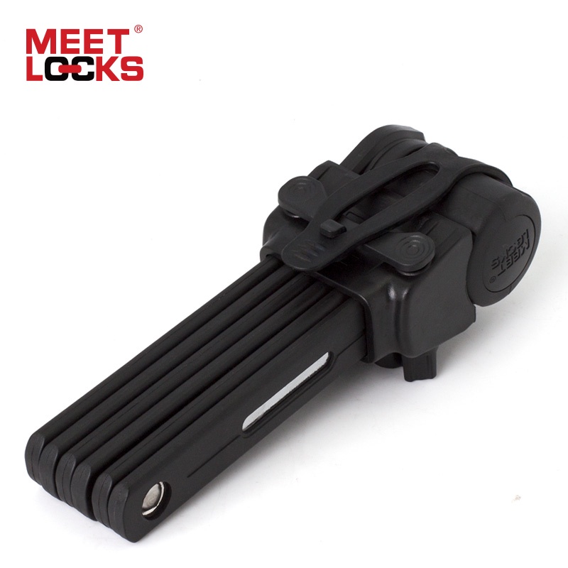 MEETLOCKS Folding Bike Lock Ultra Strong Harden Steel Alloy Metal Bone With Plastic Coating 69Cm Length Steel Bicycle Lock