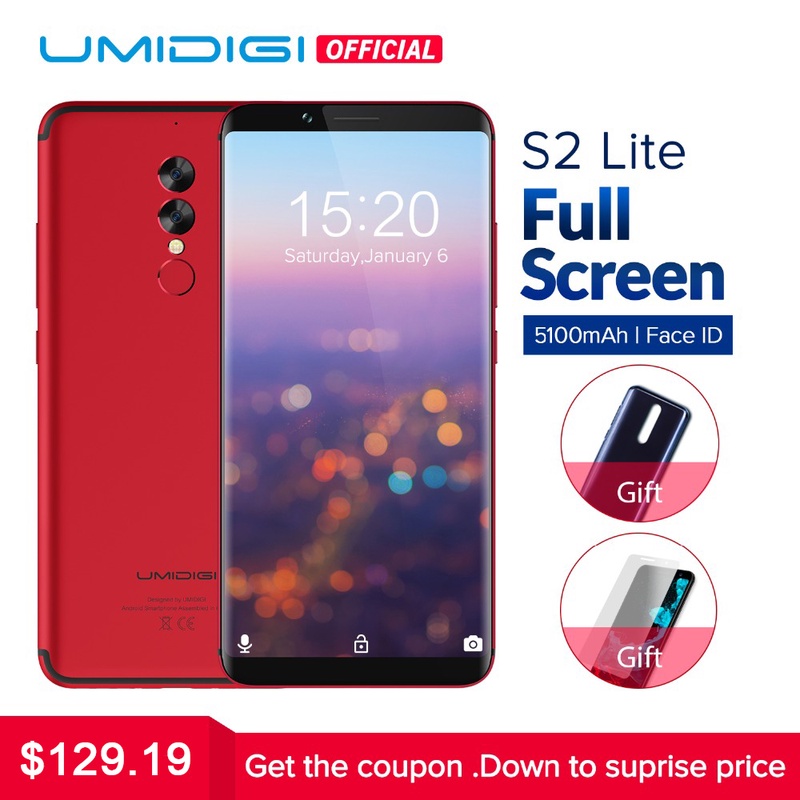 UMIDIGI S2 Lite 18:9 Full Screen Smartphone 5100mAh 4GB+32GB 16MP+5MP Dual Camera Face ID  Android 7.0 4G LTE Mobile Phone