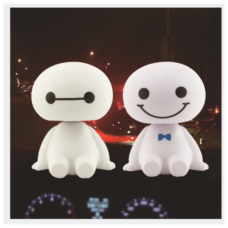 Cartoon Plastic Baymax Robot Shaking Head Figure Car Ornaments Auto Interior Decorations Big Hero Doll Toys Ornament Car-Styling