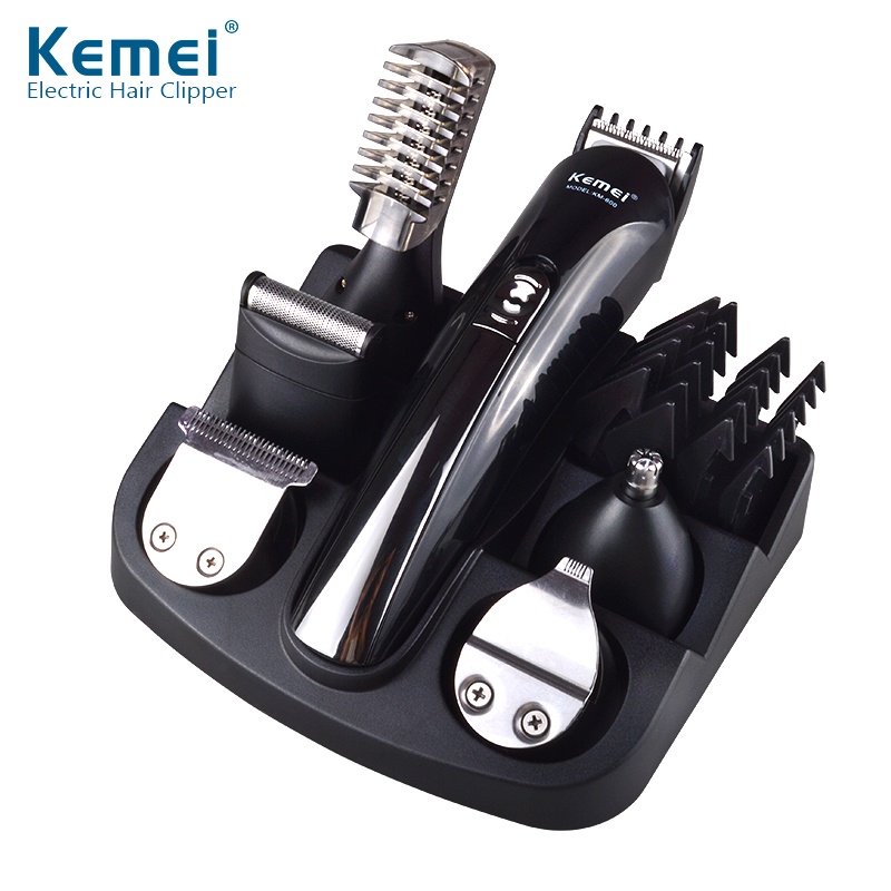 Kemei 6 in 1 Rechargeable Hair Trimmer Titanium Hair Clipper Electric Shaver Beard Trimmer Men Styling Tools Shaving Machine 600