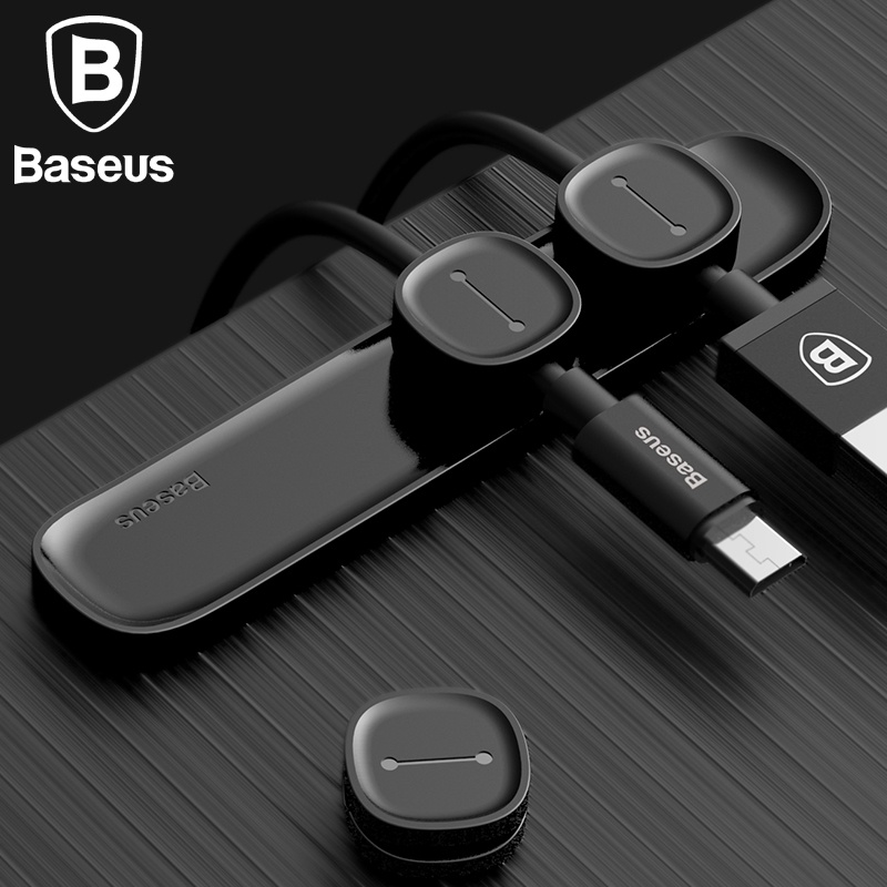 Baseus Magnetic TPU Cable Clip Desktop Tidy Cable Organizer USB Charger Cable Holder Car Magnetic Charging Cable Winder Stand