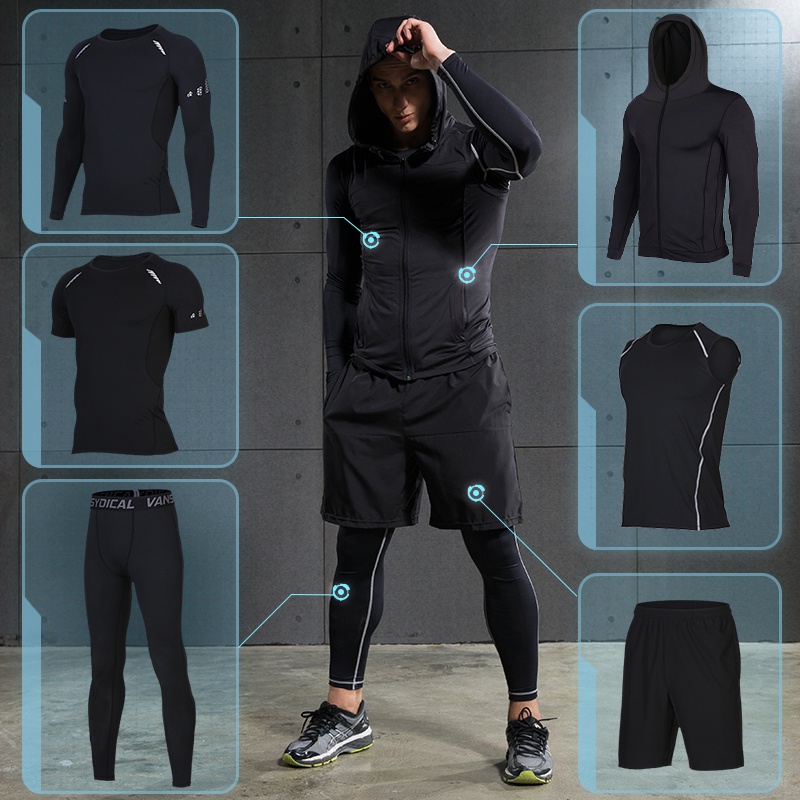 GYM Tights Sports Men's Compression Sportswear Suits training Clothes Suits workout jogging Sports clothing Tracksuit Dry Fit