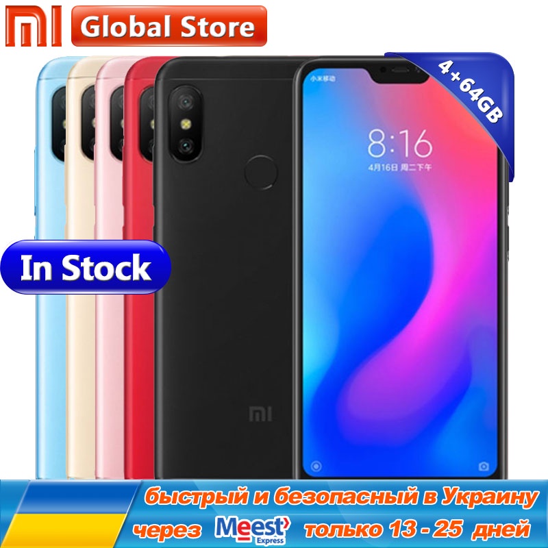 Original Xiaomi Redmi 6 Pro Mobile Phone 4GB 64GB RAM ROM Snapdragon 625 Octa Core 5.84