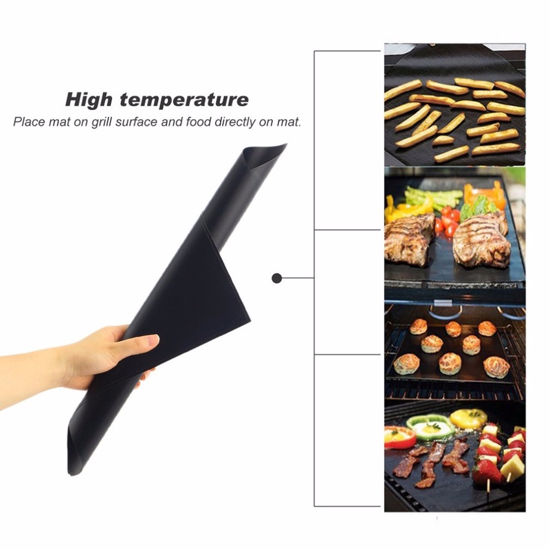 OUTAD 2 pcs Reusable No Stick BBQ Grill Mat Baking Easy Clean Grilling Fried Sheet Portable Outdoor Picnic Cooking Barbecue Tool