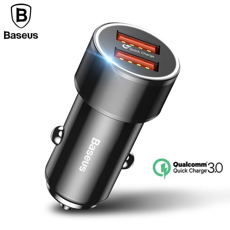 Baseus 36W Dual USB Quick Charge QC 3.0 Car Charger For iPhone USB Type-C PD Fast Charger Mobile Phone Quick Charger Car-Charger