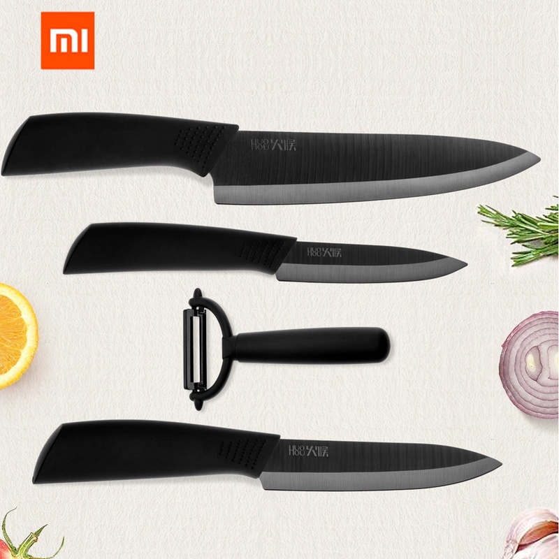 Original Xiaomi Mijia Ecological Chain Brand Huohou Kitchen Knife Mijia Nano-Ceramic Knives Cook Set 4 6 8 Inch Furnace Thinner