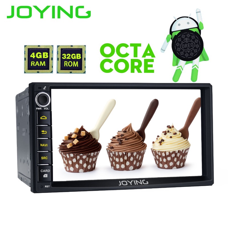 Joying 2 Din Head Unit 4GB RAM Android 8.0 Universal Car Radio Stereo GPS Multimedia Player Tape Recorder Support OBD2 Carplay