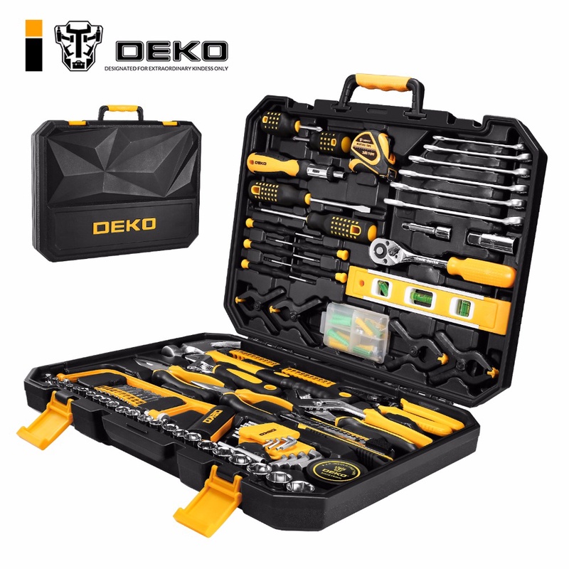 DEKO 168 יחידות יד כלי סט כללי ביתי יד כלי ערכת עם פלסטיק ארגז כלים אחסון מקרה Socket ברגים מברג סכין